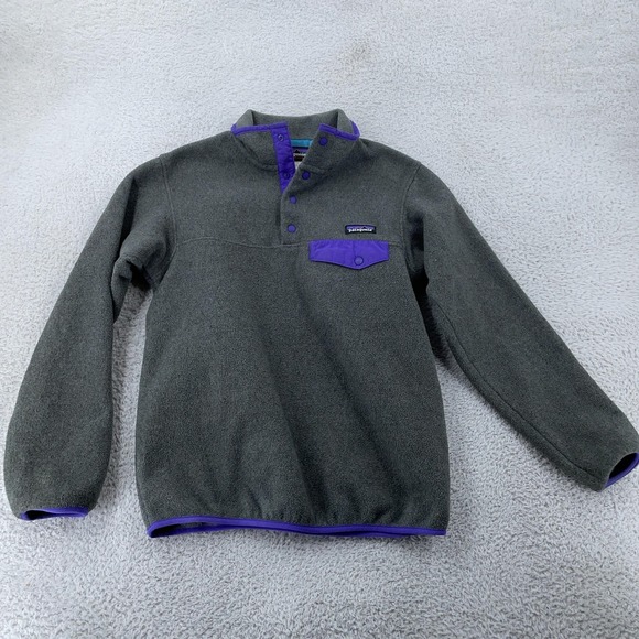 Patagonia Sweaters - Patagonia Synchilla Snap-T Fleece Women's XS Pullover Gray Purple Trim